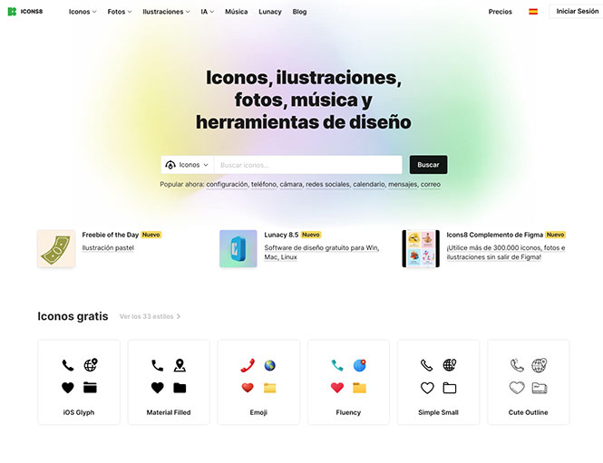 icons8 iconos ilustraciones fotos musica y herramientas de diseño