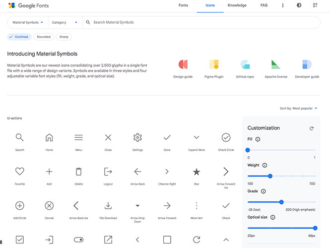 material symbols google fonts icons